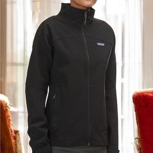 PATAGONIA Womens Small Adze Hybrid Jacket Black Soft Shell Full Zip Waterproof